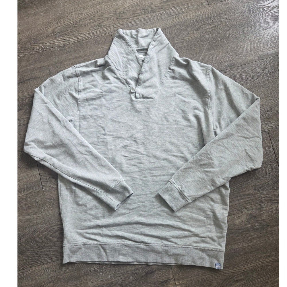 Peter Millar Sweatshirt Men Large Gray Shawl Collar Cotton Modal Pullover